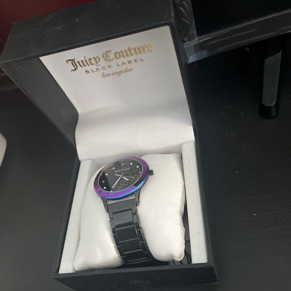 Juicy Couture Black Label Circle Dial Rainbow Watch w/ Black Metallic Band - Picture 3 of 5